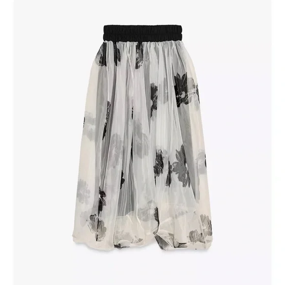Zara ZW Collection Printed Organza Dress - Picture 5 of 7
